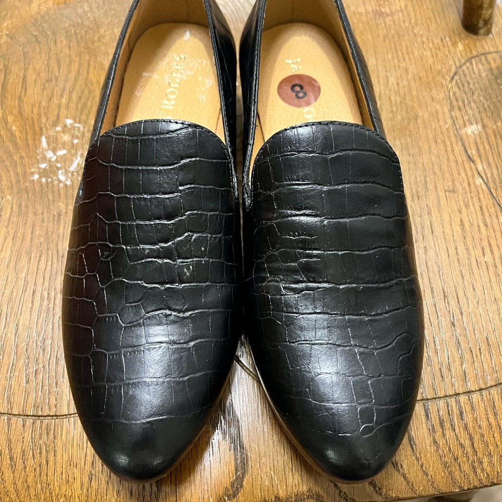 Jack Rogers Black Textured Leather Loafers